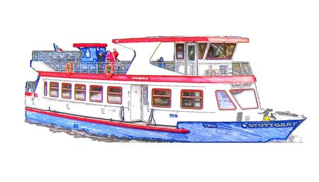 Tourist cruise ship isolated for the Purposes of advertising and tourist agenciesの写真素材