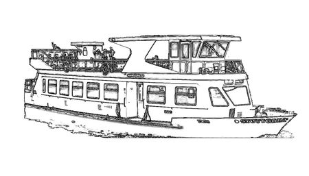 Tourist cruise ship isolated for the Purposes of advertising and tourist agenciesの写真素材