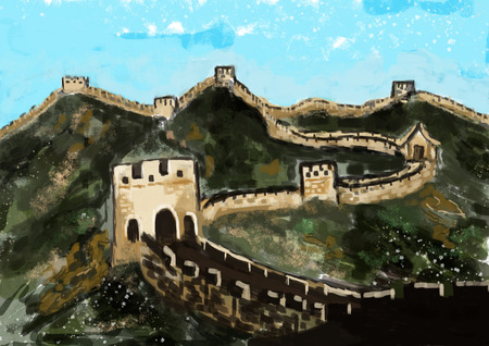 cg painting great wall hand drawの写真素材