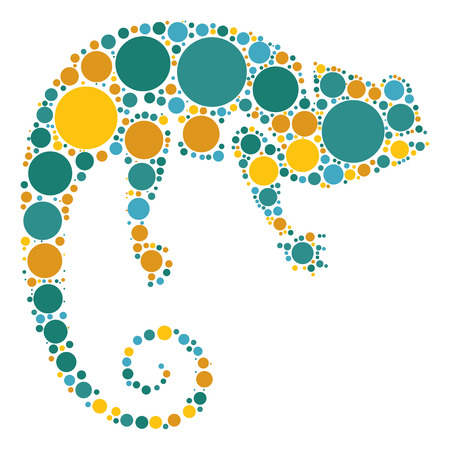 chameleon shape design by color pointのイラスト素材