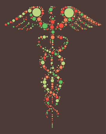 asclepius staff shape, vector design by color pointのイラスト素材