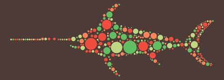 swordfish shape ,vector design by color pointのイラスト素材