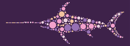 swordfish shape design by color pointのイラスト素材