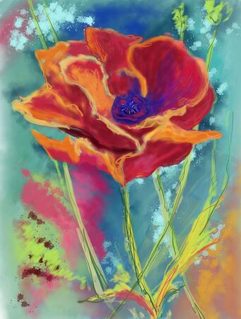 flower hand drawn illustration,art design,wall inspirationの写真素材