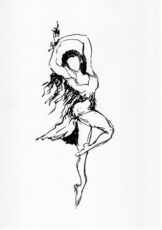 dancer hand drawn illustration,art design,wall inspirationの写真素材