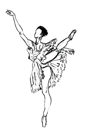 dancer hand drawn illustration,art design,wall inspirationの写真素材