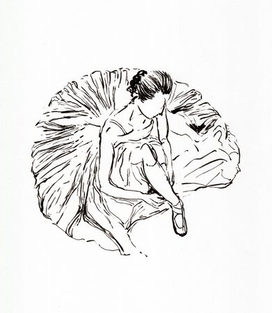 ballet dancer hand drawn illustration,art design,wall inspirationの写真素材
