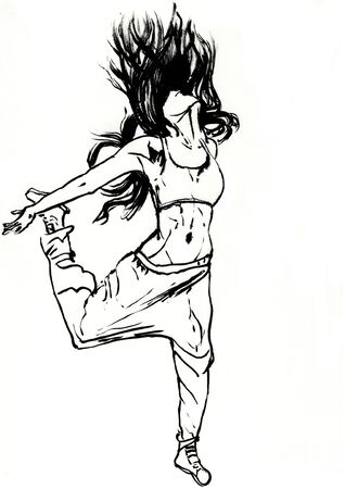 dancer hand drawn illustration,art design,wall inspirationの写真素材