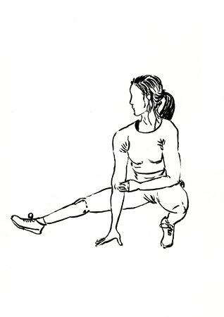 runner hand drawn illustration,art design,wall inspirationの写真素材