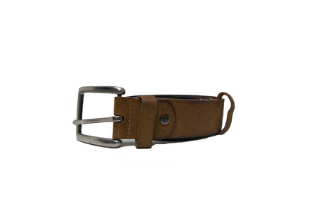 Leather belt isolated on white backgroundの写真素材