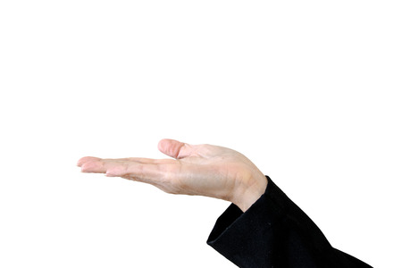 asian woman hand isolated on whit backgroundの写真素材