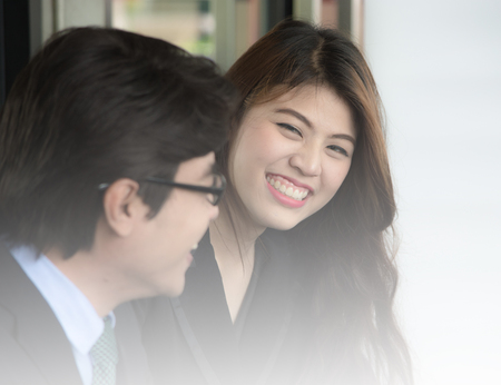 Businesswoman smileing working meeting in officeの写真素材