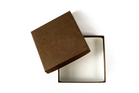 Open Brown box isolated on white backgroundの写真素材