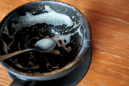 Close up Drink All Coffee Cup in The Cafeの写真素材
