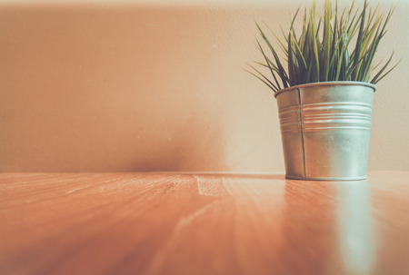 Concept Vintage image,Flower mini pot on top wooden Backgroundの写真素材