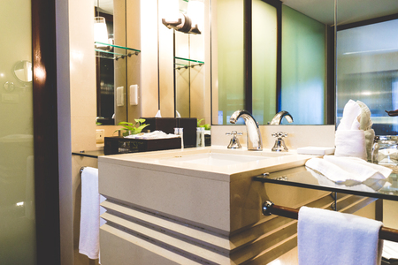 Beautiful bathroom whit image vintageのeditorial素材