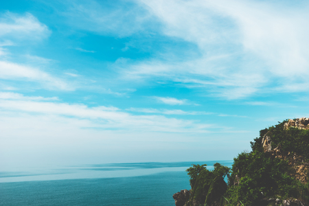 Sea and Blue sky on Mountain Landscpeの写真素材
