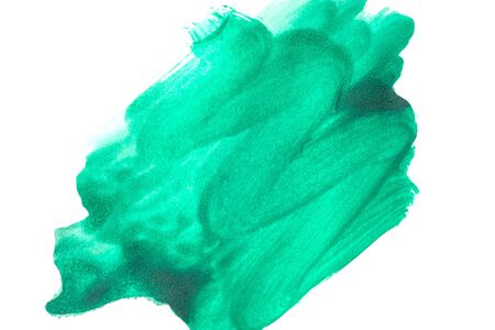 Green watercolor on white backgroundの写真素材