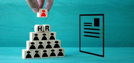 Concept Human resources search block wooden on backgroundの写真素材