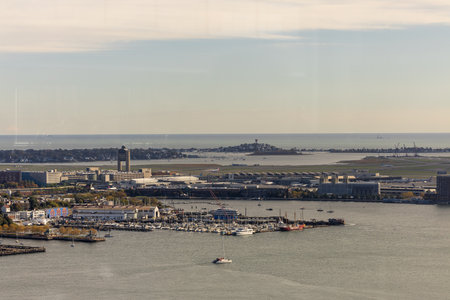 Aerial view of the Logan airport in the distanceの写真素材