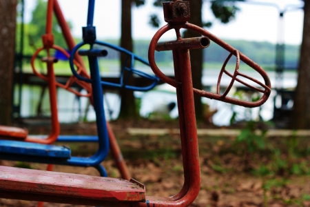 swing in playground の写真素材