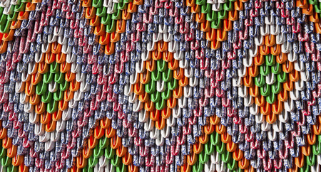 Thai floral pattern design on wall の写真素材