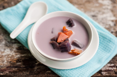 Thai Dessert Coconut Milk Stewed Pumpkin.Traditional Dessert Of Healthの写真素材