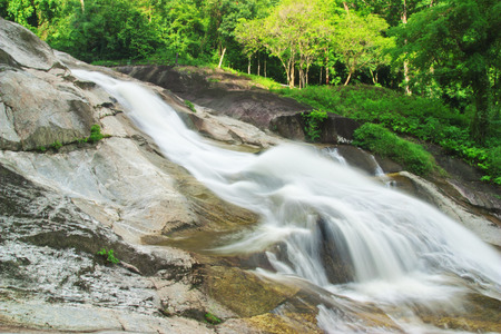 Deep forest Waterfall, Beautiful nature in Thailandの写真素材