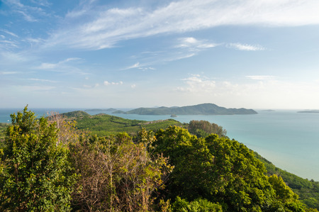 Landscape island in the sea with blue sky and cloudの写真素材