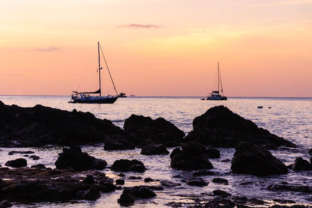 Seascape colorful with color of sunset in twilight, Phuket thailandの写真素材