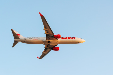 Phuket,Thailand - April 03, 2016: Airplane of thai airline on sky sunset in evening light