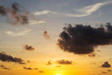 Sky with cloud storm and color of the sunset in twilightの写真素材