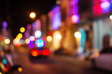 Vintage city night light bokeh and chrismas light blurred background