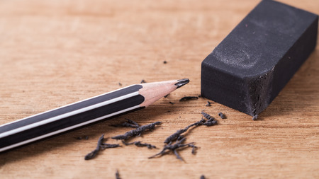 Eraser and error concept, Black pencil with black eraser, Mistake erase concept