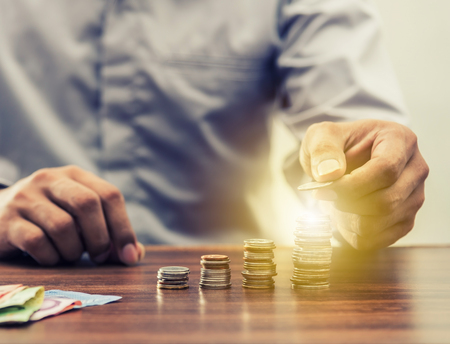 Save money for retirement and account banking for finance concept vintage styleの写真素材