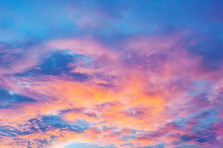 Abstract sky with cloud and color of sunset or sunrise in twilightの写真素材