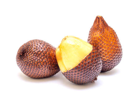 Ripe fruit of the litchi isolated on white backgroundの写真素材