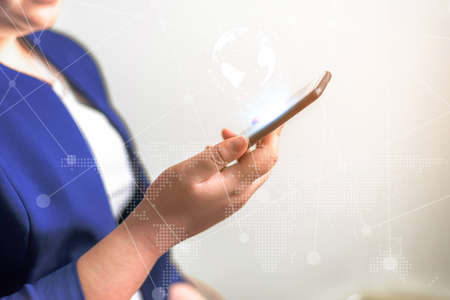 Technology network and online banking and internet banking and networking people concept, Business...