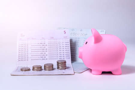 Bank book and Account bank, Save money and account banking for finance conceptの写真素材