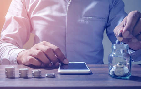 Online Banking Savings Concept, Online Investment Savings, Online Stock Investors, Internet...