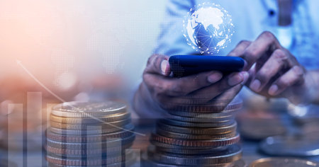 Money and financial concept, Online Banking Savings Concept, Online Investment Savings, Online Stock...