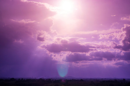 Abstract and pattern of cloud sky, Velvet violet, Velvet Purple, Trend color of the year background, Pattern of colorful cloud and sky sunset or sunrise: Dramatic sunset in twilight, Beautyful of skyの写真素材