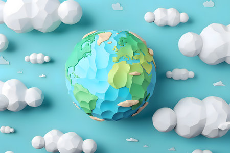Earth Day Concept, Earth in Nature, Flat design 3d style, Generative Aiの素材