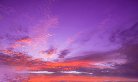 Abstract and pattern of cloud sky, Velvet violet, Velvet Purple, Trend color background, Pattern of colorful cloud and sky sunset or sunrise: Dramatic sunset in twilight, Beautyful of skyの写真素材