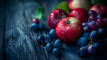 Mixed Fruit healthy blurred dark backgroundの素材