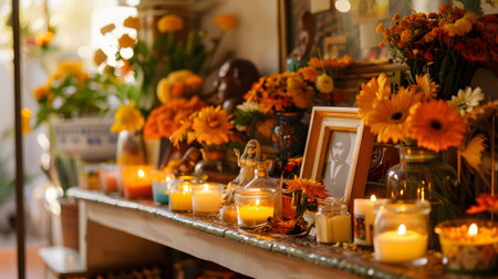 Day Of The Dead, Small but meaningful ofrenda in a homeの素材