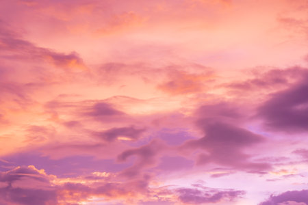 Abstract and pattern of cloud sky, Velvet violet, Velvet Purple, Pattern of colorful cloud and sky sunset or sunrise: Dramatic sunset in twilight, Beautyful of skyの写真素材