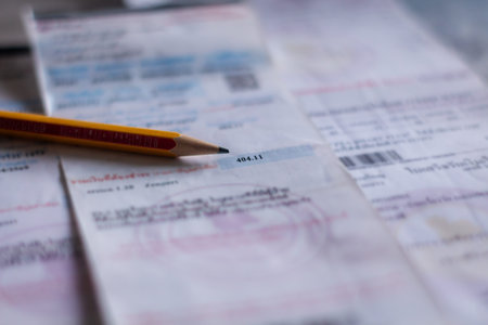 Electricity bill with expense records showing household costs income planning and financial balance.