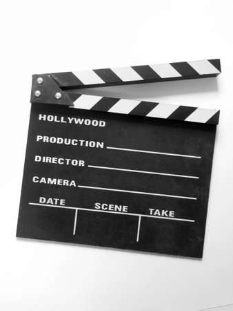 cinematic clapperboard on white backgroundの写真素材