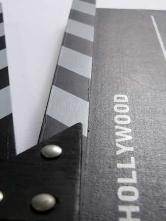 Cinematic clapperboard on white backgroundの写真素材